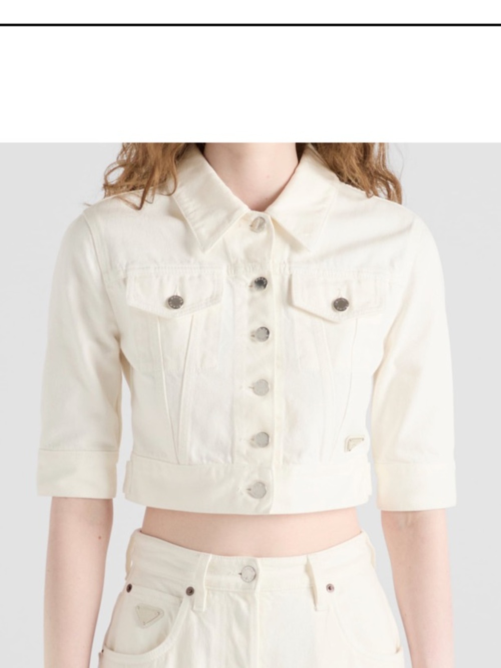 Prada style white Denim Jacket